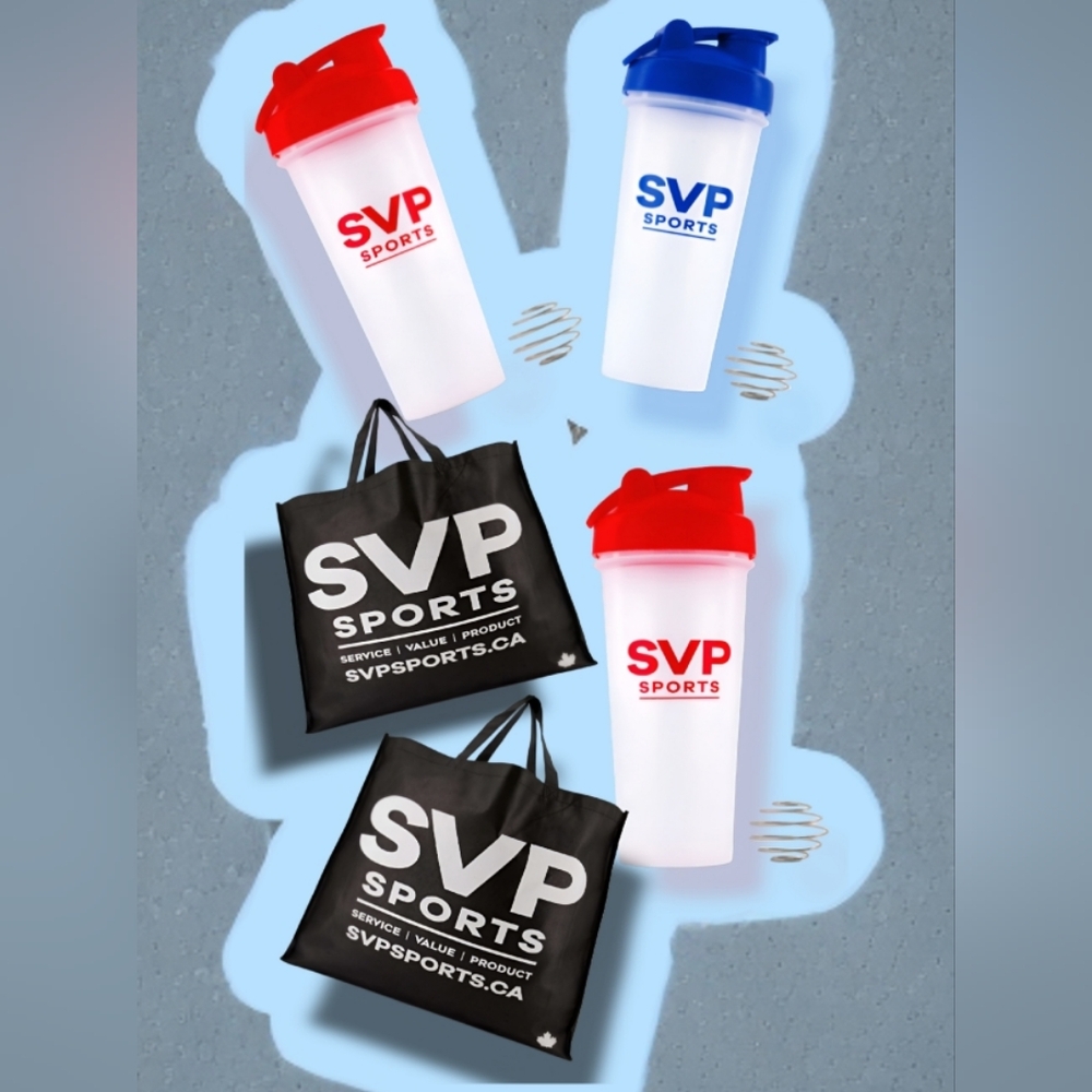 SVP SPORTS Shaker Bottle + Mixing Ball(×3) + Large SVP SPORTS Woven Shop Bag(×2)